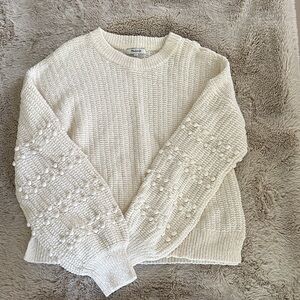 Madewell Cream Textured Crew Neck Sweater